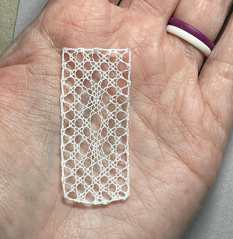 Finished lace sample of the design. 