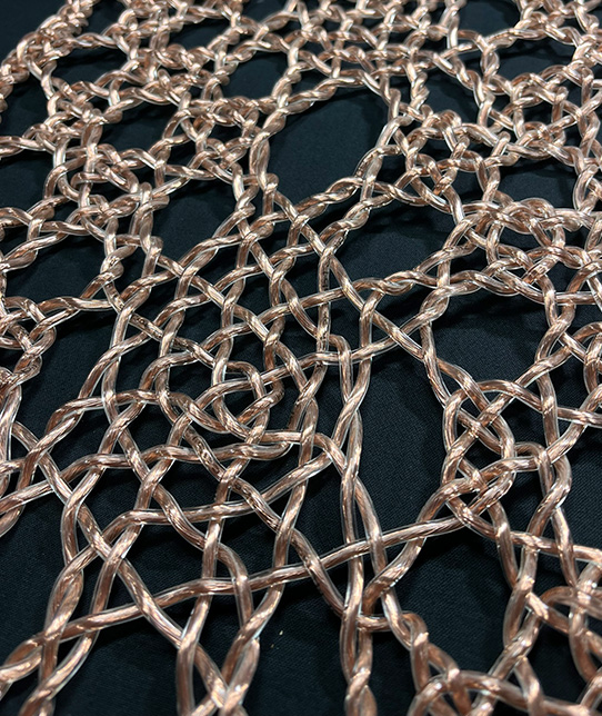 Closeup of the finished pattern in speaker wire. 